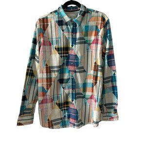 Sun + Stone Diamond Plaid Size M Button Down Shirt